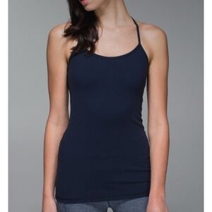 Lululemon Tank Top Power Y Size 8 Inkwell Navy Yoga Activewear Slim Fit